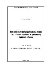 Luận án Thực hiện pháp luật về quyền, nghĩa vụ của luật sư trong hoạt động tố tụng hình sự ở Việt Nam hiện nay