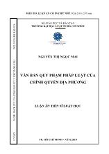 Luận án tiến sĩ Luật học Văn bản quy phạm pháp luật của chính quyền địa phương