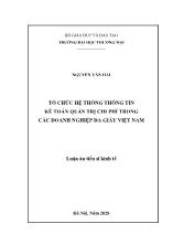 Luận án Tổ chức hệ thống thông tin kế toán quản trị chi phí trong các doanh nghiệp da giầy Việt Nam