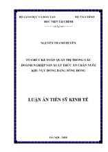 Luận án Tổ chức kế toán quản trị trong các doanh nghiệp sản xuất thức ăn chăn nuôi khu vực đồng bằng Sông Hồng