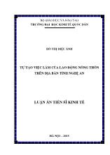 Luận án Tự tạo việc làm của lao động nông thôn trên địa bàn tỉnh Nghệ An