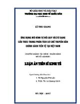 Luận án Ứng dụng mô hình tự hồi quy véctơ dạng cấu trúc trong phân tích cơ chế truyền dẫn chính sách tiền tệ tại Việt Nam