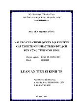 Luận án Vai trò của chính quyền địa phương cấp tỉnh trong phát triển du lịch bền vững tỉnh Ninh Bình