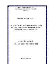 Luận án Vai trò của nhà nước đối với phát triển du lịch Việt Nam sau khi hình thành cộng đồng kinh tế Asean (aec)