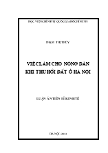 Luận án Việc làm cho nông dân Khi thu hồi đất tại Hà Nội