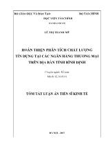 Tóm tắt Luận án Hoàn thiện phân tích chất lượng tín dụng tại các ngân hàng thương mại trên địa bàn tỉnh Bình Định