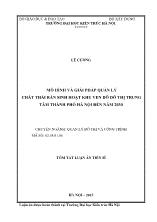 Tóm tắt Luận án Mô hình và giải pháp quản lý chất thải rắn sinh hoạt khu ven đô đô thị trung tâm thành phố Hà Nội đến năm 2030