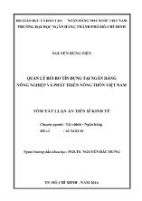 Tóm tắt Luận án Quản lý rủi ro tín dụng tại ngân hàng nông nghiệp và phát triển nông thôn Việt Nam