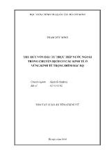 Tóm tắt Luận án Thu höt vốn đầu tư trực tiếp nước ngoài trong chuyển dịch cơ cấu kinh tế ở vùng kinh tế trọng điểm bắc bộ