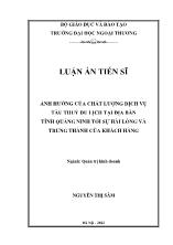 Luận án Ảnh hưởng của chất lượng dịch vụ tàu thủy du lịch tại địa bàn tỉnh Quảng Ninh tới sự hài lòng và trung thành của khách hàng