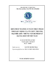 Luận án Biện pháp vệ sinh an toàn thực phẩm theo quy định của tổ chức thương mại thế giới - Những vấn đề pháp lý đặt ra đối với Việt Nam