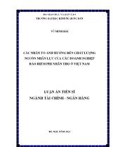 Luận án Các nhân tố ảnh hưởng đến chất lượng nguồn nhân lực của các doanh nghiệp bảo hiểm phi nhân thọ ở Việt Nam