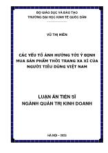 Luận án Các yếu tố ảnh hưởng tới ý định mua sản phẩm thời trang xa xỉ của người tiêu dùng Việt Nam