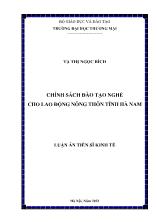 Luận án Chính sách đào tạo nghề cho lao động nông thôn tỉnh Hà Nam