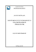 Luận án Chuyển dịch cơ cấu ngành kinh tế và tăng trưởng kinh tế tỉnh Quảng Trị