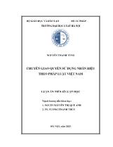 Luận án Chuyển giao quyền sử dụng nhãn hiệu theo pháp luật Việt Nam