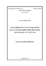 Luận án Hoàn thiện kế toán quản trị chi phí tại các doanh nghiệp nhiệt điện thuộc tập đoàn điện lực Việt Nam