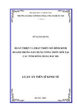 Luận án Hoàn thiện và phát triển mô hình kinh doanh trong xây dựng nông thôn mới tại các tỉnh đồng bằng Bắc Bộ