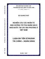 Luận án Nghiên cứu các nhân tố ảnh hưởng tới thu ngân sách nhà nước tại các địa phương ở Việt Nam