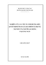 Luận án Nghiên cứu các yếu tố ảnh hưởng đến quyết định tham gia bảo hiểm xã hội tự nguyện của người lao động ở Quảng Ngãi