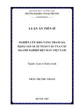 Luận án Nghiên cứu khả năng tham gia mạng sản xuất toàn cầu của các doanh nghiệp dệt may Việt Nam