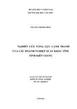 Luận án Nghiên cứu năng lực cạnh tranh của các doanh nghiệp xuất khẩu tôm tỉnh Kiên Giang