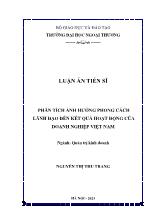 Luận án Phân tích ảnh hưởng phong cách lãnh đạo đến kết quả hoạt động của doanh nghiệp Việt Nam