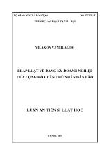 Luận án Pháp luật về đăng ký doanh nghiệp của cộng hòa dân chủ nhân dân Lào