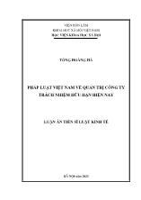 Luận án Pháp luật Việt Nam về quản trị công ty trách nhiệm hữu hạn hiện nay