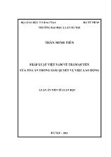 Luận án Pháp luật Việt Nam về thẩm quyền của tòa án trong giải quyết vụ việc lao động