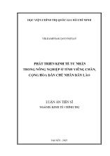 Luận án Phát triển kinh tế tư nhân trong nông nghiệp ở tỉnh Viêng Chăn, cộng hòa dân chủ nhân dân Lào