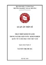 Luận án Phát triển kinh tế xanh trong ngành chăn nuôi - Kinh nghiệm quốc tế và bài học cho Việt Nam