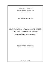 Luận án Quản trị rủi ro của các doanh nghiệp Việt Nam xuất khẩu gạo sang thị trường Trung Quốc