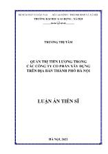 Luận án Quản trị tiền lương trong các công ty cổ phần xây dựng trên địa bàn Thành phố Hà Nội