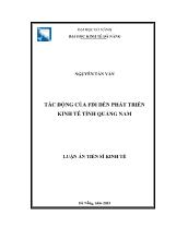 Luận án Tác động của FDI đến phát triển kinh tế tỉnh Quảng Nam