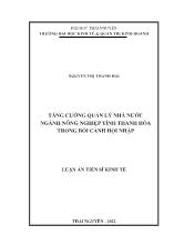 Luận án Tăng cường quản lý nhà nước ngành nông nghiệp tỉnh Thanh Hóa trong bối cảnh hội nhập