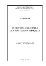 Luận án Tổ chức kế toán quản trị tại các doanh nghiệp cơ khí Việt Nam