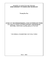Luận án Study on the hydroformylation of ethylene with co and CO₂ using supported ionic liquid phase silp/TiO₂ and nano Au/TiO₂ (SiO₂) catalyst